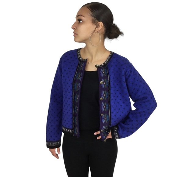 TALLY HO VTG Boiled Wool Fair Isle Nordic Sweater Grandmother - Picture 9 of 9